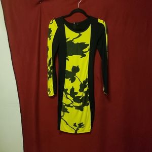 VINTAGE SEDUZIONE SEXY BODY HUGGING BLOCK ABSTRACT PRINT MIDI DRESS-SMALL-EGPLC